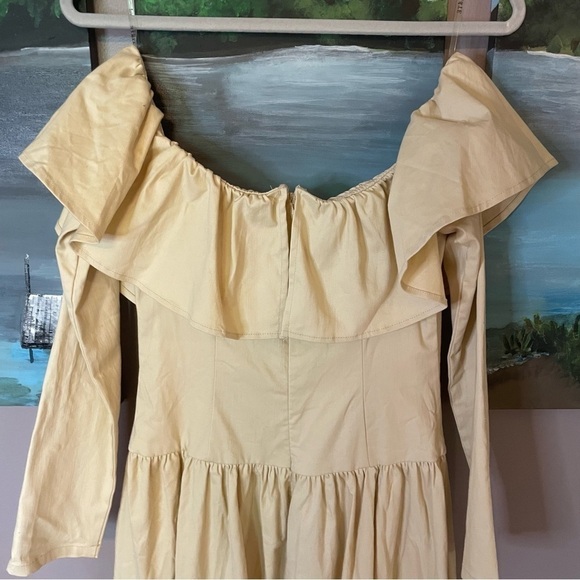 Cutely Covered Beige Long Sleeve Off Shoulder Midi Dress - Picture 8 of 14